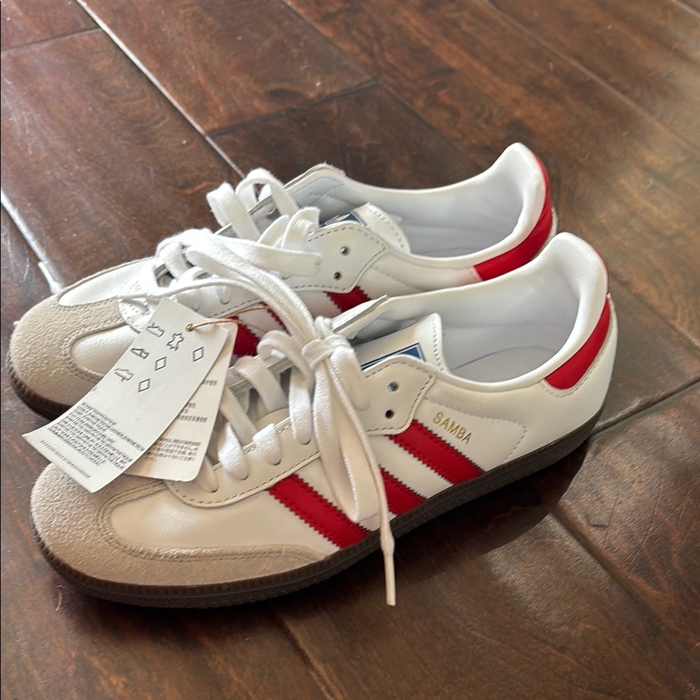 White and Red Samba Sneakers